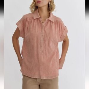 Entro Orange Striped Button Down Shirt Size M